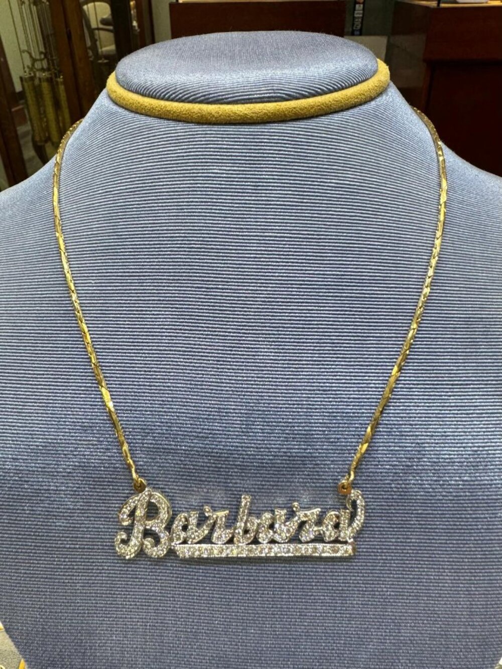 Barbara Name Necklace 14K Yellow Gold BARBARA Chain with Natural Diamonds